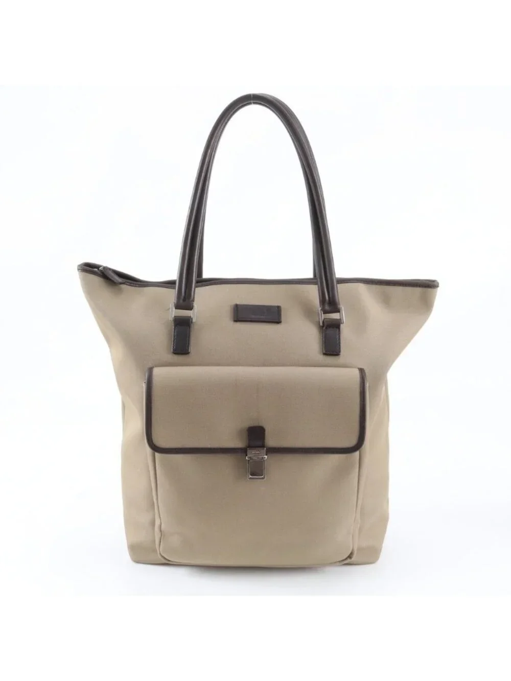 Gucci Leather Canvas Tote Shoulder Business Document